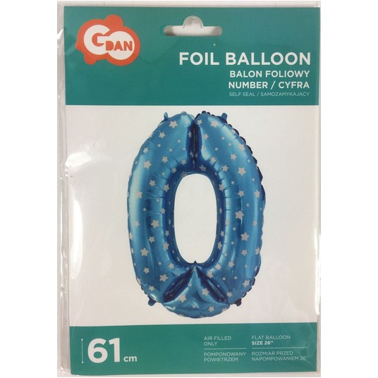BALON FOLIOWY 61CM CYFRA NIEBIESKA 0 -zdjęcie numer 1