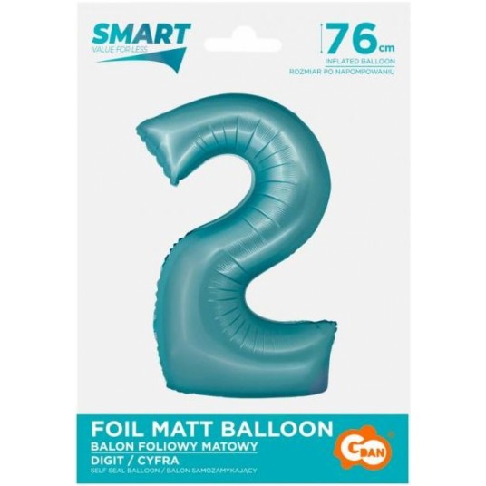 BALON FOLIOWY 76CM NIEBIESKA CYFRA 2 -zdjęcie numer 1