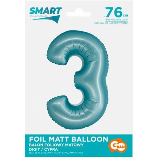 BALON FOLIOWY 76CM NIEBIESKA CYFRA 3 -zdjęcie numer 1