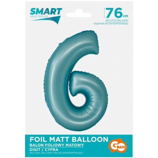 BALON FOLIOWY 76CM NIEBIESKA CYFRA 6 -zdjęcie numer 1