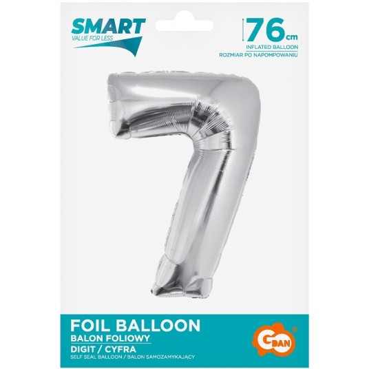BALON FOLIOWY 76CM SREBRNY CYFRA 7 -zdjęcie numer 1