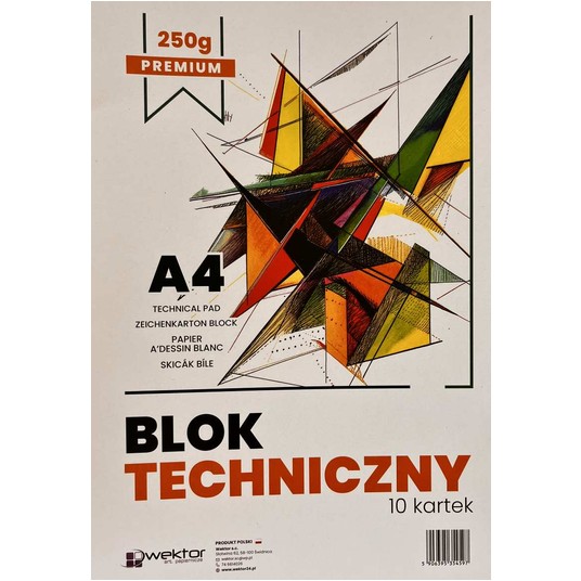 BLOK TECHNICZNY A4 BIAŁY PREMIUM 250G WEKTOR -zdjęcie numer 1
