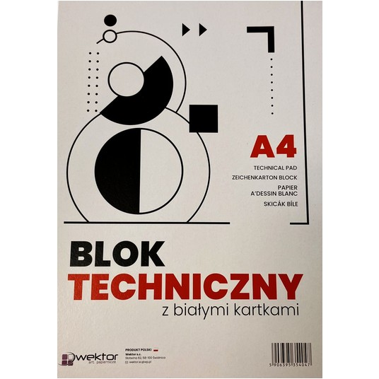 BLOK TECHNICZNY A4 BIAŁY WEKTOR -zdjęcie numer 1