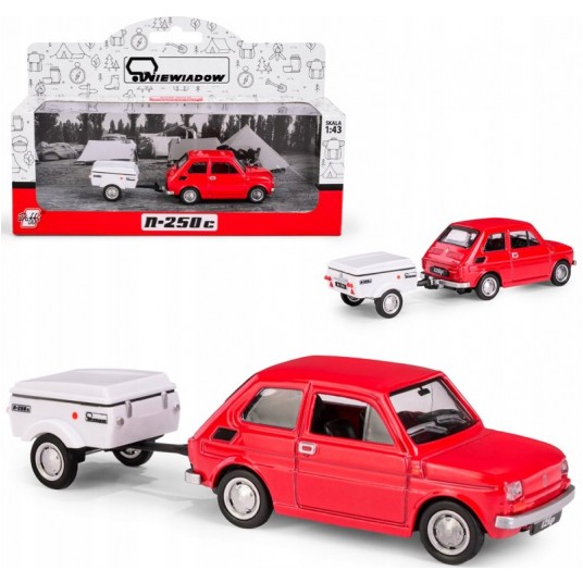 DAFFI - FIAT 126P CZERWONY + PRZYCZEPA KRÓTKA -zdjęcie numer 1