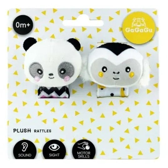 GAGAGU GRZCHOTKI NA RĄCZKI MAŁPA I PANDA -zdjęcie numer 1
