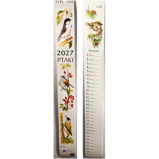 KALENDARZ 2027 DŁUGI WĄSKI PTAKI 685x75mm -zdjęcie numer 1