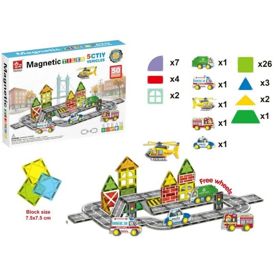 KLOCKI MAGNETYCZNE MIASTO (50 EL.) -zdjęcie numer 1
