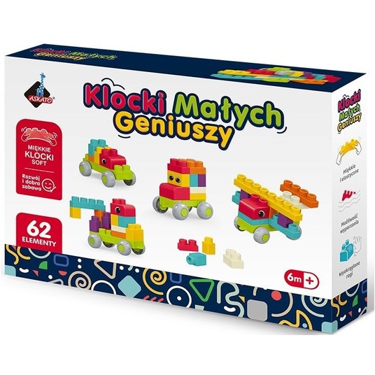 KLOCKI MAŁYCH GENIUSZY SOFT MIĘKKIE 62 EL - ASKATO -zdjęcie numer 1