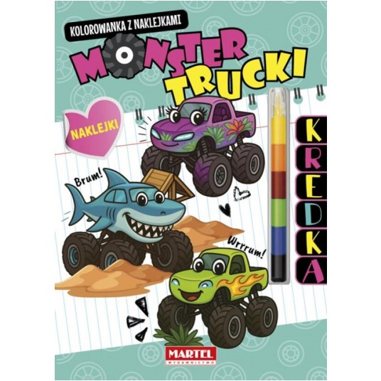 KOLOROWANKA Z KREDKĄ MONSTER TRUCKI MARTEL -zdjęcie numer 1