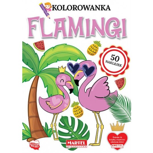 KOLOROWANKA Z NAKLEJKAMI FLAMINGI MARTEL -zdjęcie numer 1