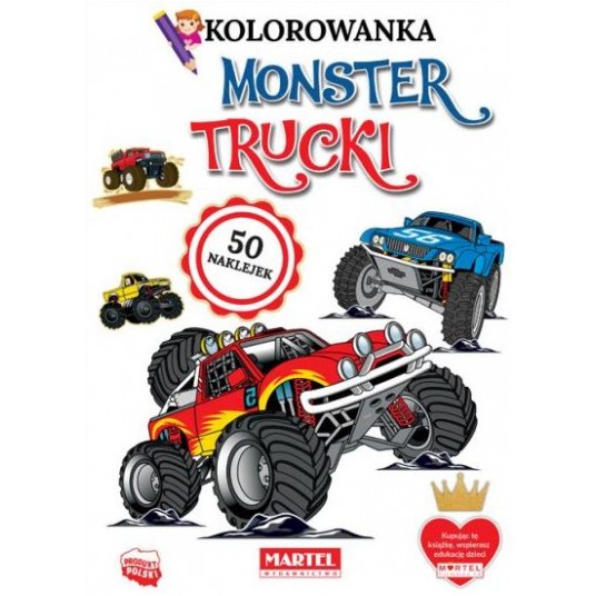 KOLOROWANKA Z NAKLEJKAMI MONSTER TRUCKI MARTEL -zdjęcie numer 1