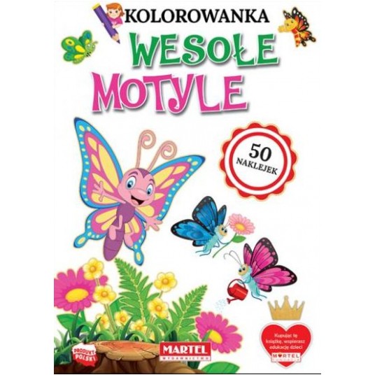 KOLOROWANKA Z NAKLEJKAMI WESOŁE MOTYLE MARTEL -zdjęcie numer 1