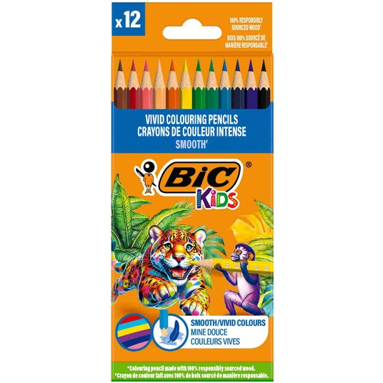 KREDKI OŁÓWKOWE 12 KOL SMOOTH BIC -zdjęcie numer 1