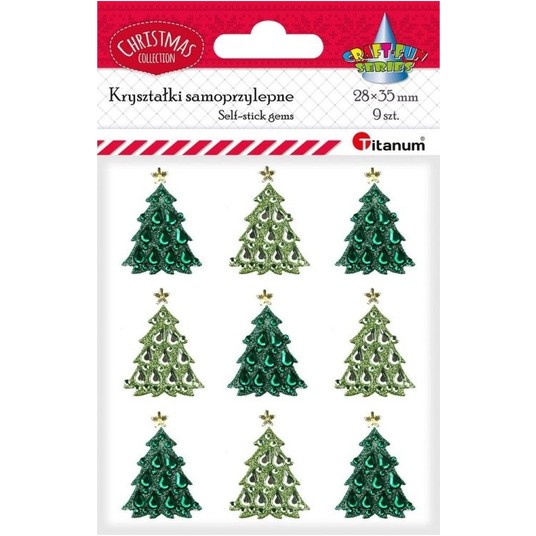 KRYSZTAŁKI SAMOPRZYLEPNE CHOINKI 9 SZT. -zdjęcie numer 1
