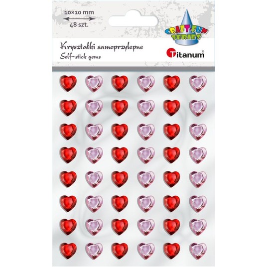 KRYSZTAŁKI SAMOPRZYLEPNE SERCA 1 CM 48 SZT -zdjęcie numer 1