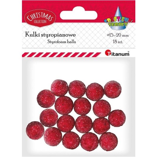 KULKI STYROPIANOWE CZERWONE MIX 24 SZT. -zdjęcie numer 1