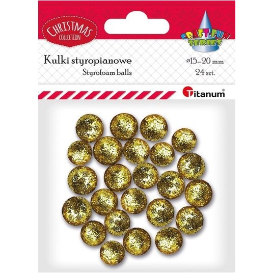 KULKI STYROPIANOWE ZŁOTE MIX 24 SZT. -zdjęcie numer 1