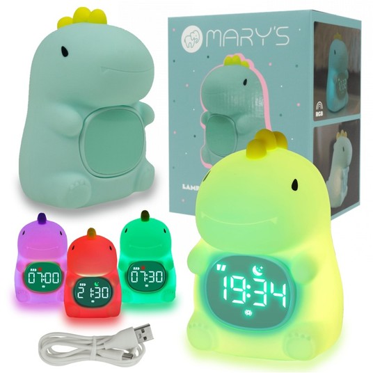 LAMPKA NOCNA Z BUDZIKIEM MARY'S LED RGB DINOZAUR -zdjęcie numer 1