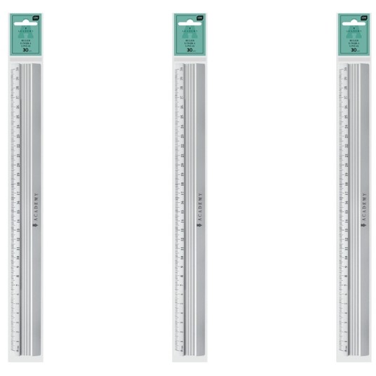 LINIJKA 30CM ALUMINIOWA ACADEMY INTERDRUK -zdjęcie numer 1
