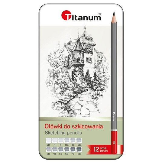 OŁÓWKI TECHNICZNE 12SZT 8B-2H TITANUM -zdjęcie numer 1