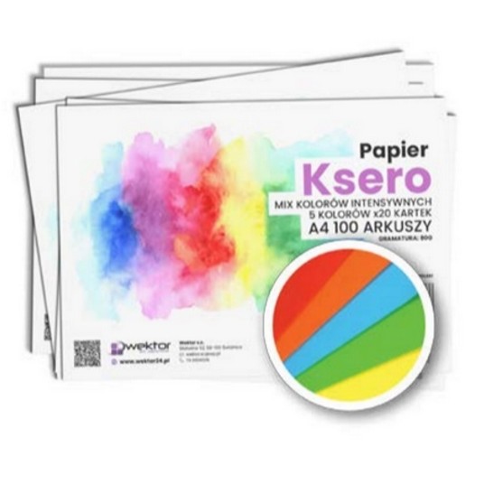 PAPIER KSERO A4/100 80G 5 KOL. WEKTOR -zdjęcie numer 1