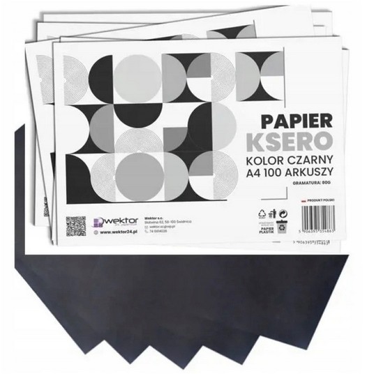 PAPIER KSERO A4/100 80G CZARNY WEKTOR -zdjęcie numer 1
