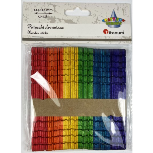 PATYKI DREWNIANE KOL. KARBOWANE 114x1x2MM 50 SZT -zdjęcie numer 1