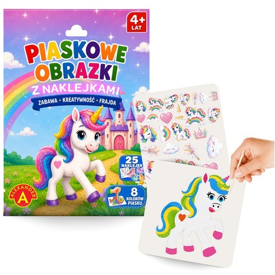 PIASKOWE MALOWANKI Z NAKLEJKAMI - JEDNOROŻEC -zdjęcie numer 1