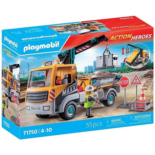 PLAYMOBIL 71750 CIĘŻARÓWKA BUDOWLANA Z DŹWIGIEM -zdjęcie numer 1