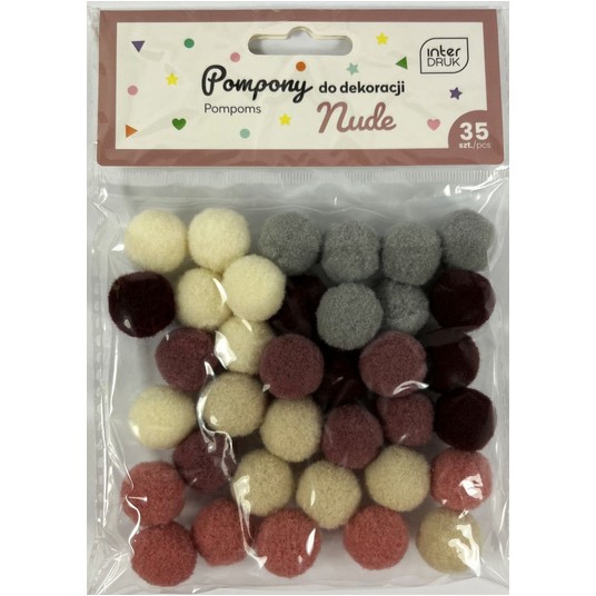 POMPONY DO DEKORACJI 35SZT NUDE -zdjęcie numer 1