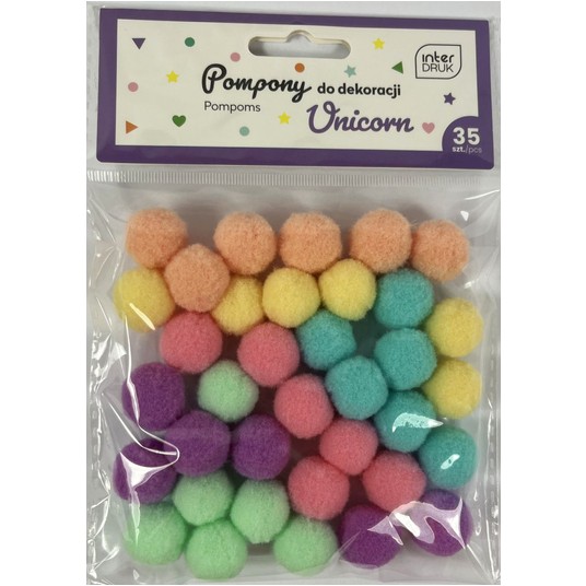 POMPONY DO DEKORACJI 35SZT UNICORN -zdjęcie numer 1