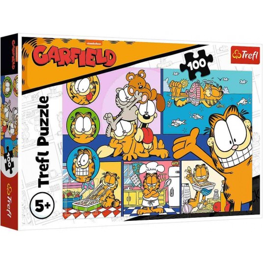 PUZZLE 100 EL TREFL LENIWY GARFIELD -zdjęcie numer 1