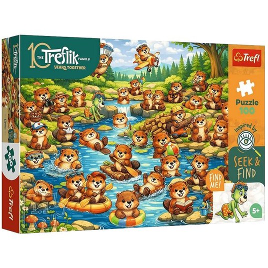 PUZZLE 100 EL TREFL SEEK&FIND BOBRY W AKCJI -zdjęcie numer 1