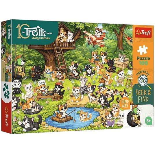 PUZZLE 100 EL TREFL SEEK&FIND KOCI ŚWIAT -zdjęcie numer 1