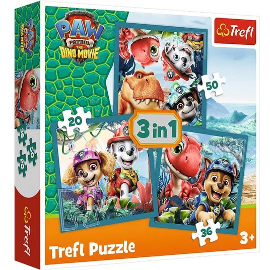 PUZZLE 3W1 TREFL PSI PATROL WYSPA DINOZAURÓW -zdjęcie numer 1