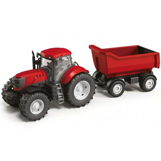 TRAKTOR CZERWONY Z WYWROTKĄ W PUDEŁKU -zdjęcie numer 1