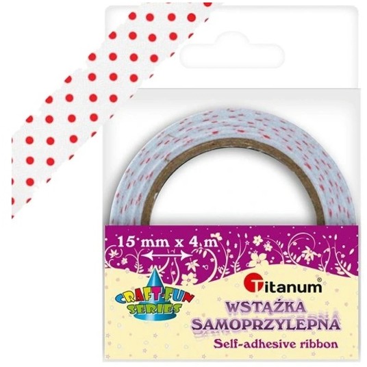 WSTĄŻKA SAMOPRZYLEPNA BIAŁA W KROPKI 1,5 x 400cm -zdjęcie numer 1