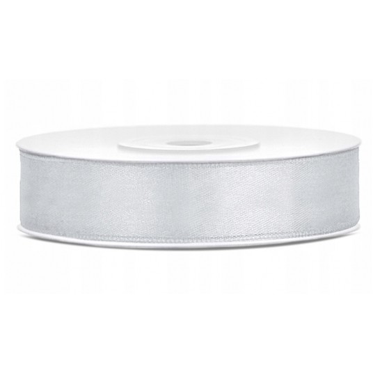 WSTĄŻKA SATYNOWA 12MM 25M SREBRNA -zdjęcie numer 1
