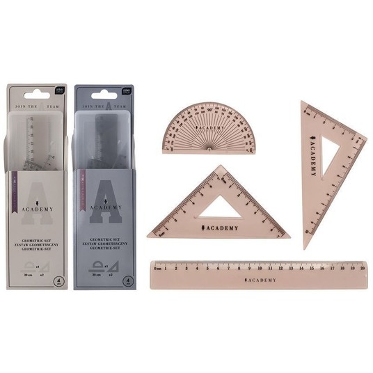 ZESTAW GEOMETRYCZNY W ETUI Z LINIJKĄ 20CM ACADEMY -zdjęcie numer 1
