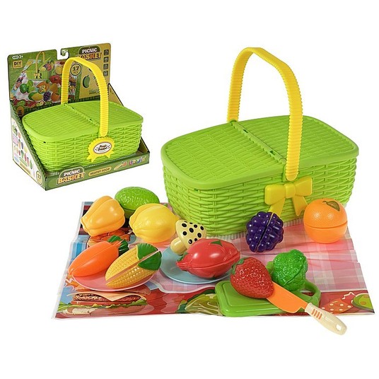 ZESTAW KUCHENNY PIKNIKOWY W KOSZYKU ZIELONY -zdjęcie numer 1