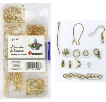 AKCESORIA DO BIŻUTERII ZŁOTE MIX W PUDEŁKU