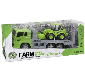 AUTO LAWETA Z POJAZDEM BUDOWLANYM