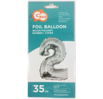 BALON FOLIOWY 35CM CYFRA SREBRNA 2