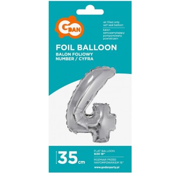 BALON FOLIOWY 35CM CYFRA SREBRNA 4