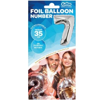 BALON FOLIOWY 35CM CYFRA SREBRNA 7