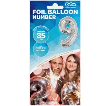 BALON FOLIOWY 35CM CYFRA SREBRNA 9