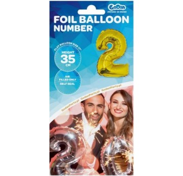 BALON FOLIOWY 35CM CYFRA ZŁOTA 2