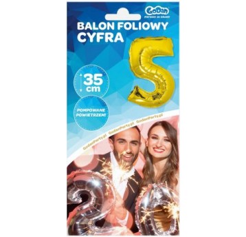 BALON FOLIOWY 35CM CYFRA ZŁOTA 5