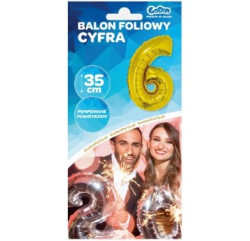 BALON FOLIOWY 35CM CYFRA ZŁOTA 6