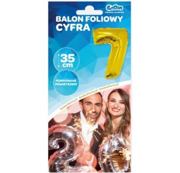 BALON FOLIOWY 35CM CYFRA ZŁOTA 7